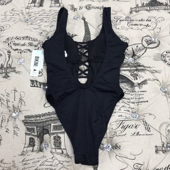 The Bikini Lab Solid Criss-Cross One-Piece Swimsuit - Picture 4 of 7
